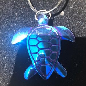 sea turtle pendant on leather cord necklace